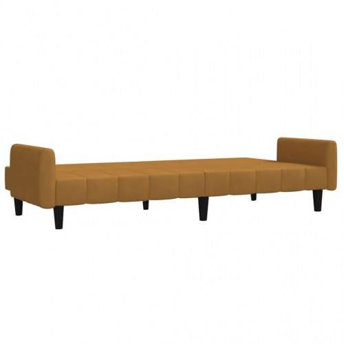 2-personers sovesofa i fløjl - brun