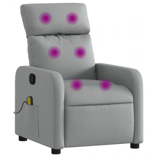 Massagelænestol i stof - lysegrå, manuel recliner med 6-punkts vibrationsmassage