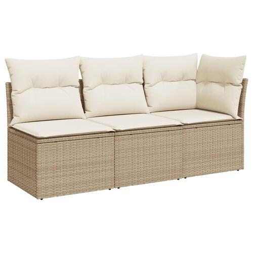 3-personers havesofa med hynder polyrattan beige
