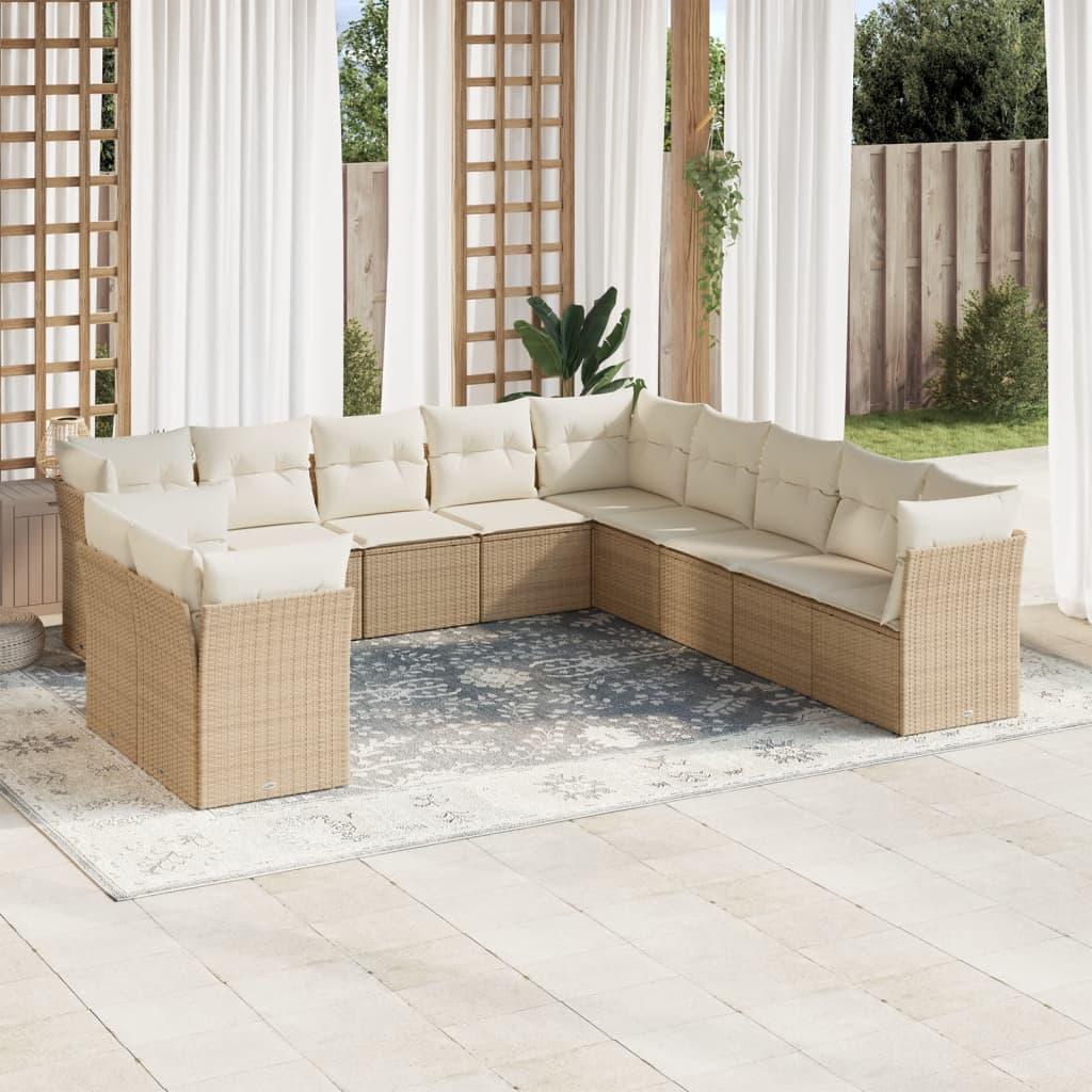 Sofasæt Til Haven 12 Dele Med Hynder Polyrattan - beige og cremefarvet / Uden bord
