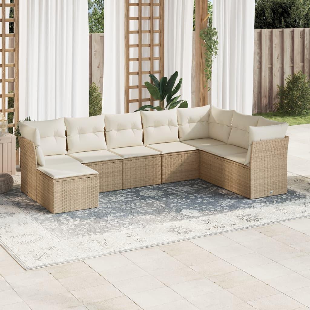 Sofasæt Til Haven 9 Dele Med Hynder Polyrattan - beige og cremefarvet / Uden bord