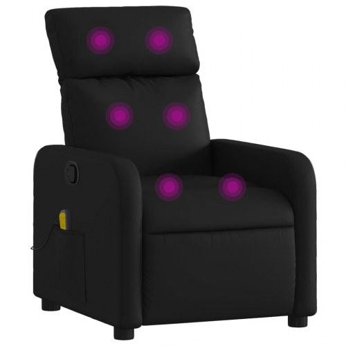 Massagestol i kunstlæder - sort, manuel recliner med 6-punkts vibrationsmassage