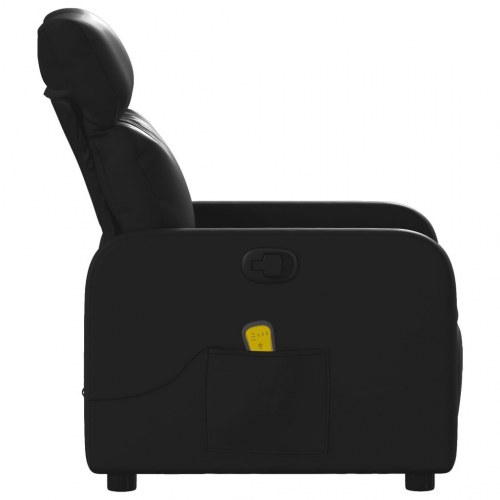 Massagestol i kunstlæder - sort, manuel recliner med 6-punkts vibrationsmassage