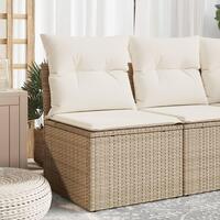 Havestol med hynder uden armlæn polyrattan beige