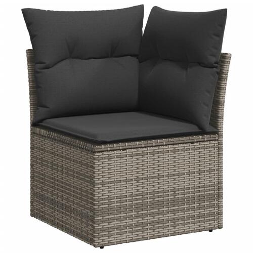 Hjørnemodul til havesofa med hynder polyrattan grå