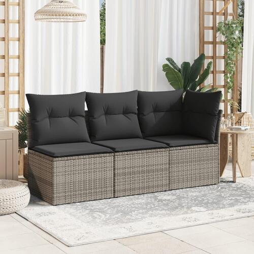 Hjørnemodul til havesofa med hynder polyrattan grå