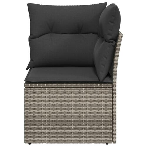 Hjørnemodul til havesofa med hynder polyrattan grå