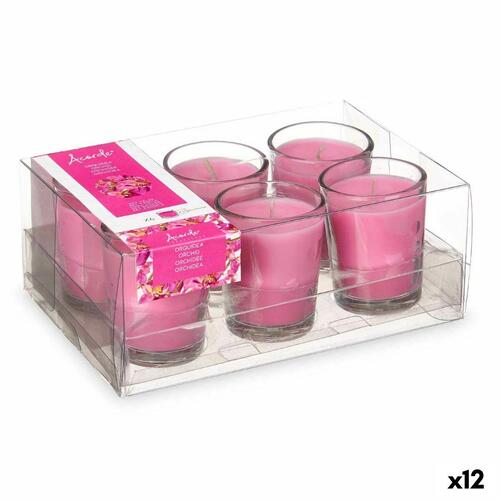 Dufte stearinlyssæt 16 x 6,5 x 11 cm (12 enheder) Glas Orkide