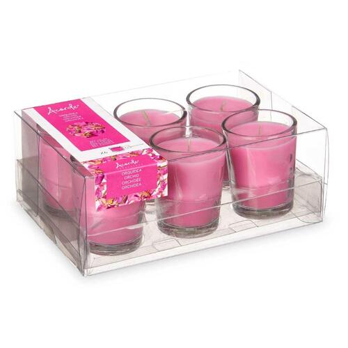 Dufte stearinlyssæt 16 x 6,5 x 11 cm (12 enheder) Glas Orkide