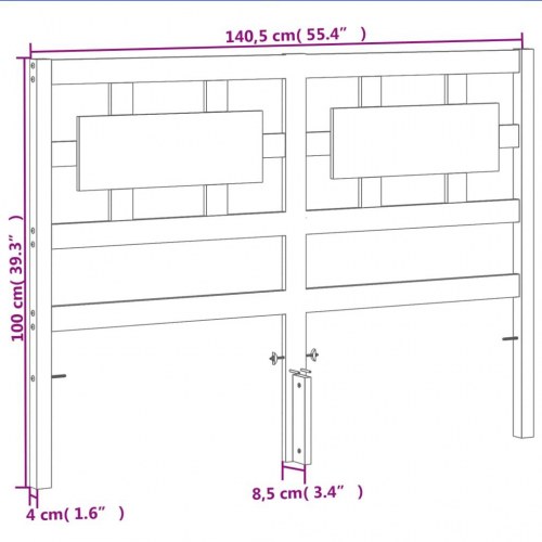 Sengegavl 135 cm i massivt fyrretræ - gyldenbrun