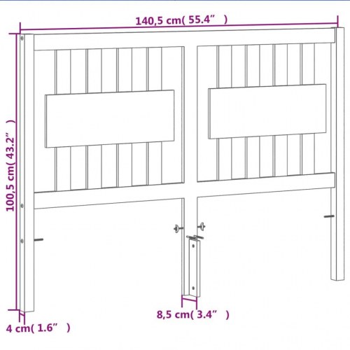 Sengegavl 135 cm i massivt fyrretræ - gyldenbrun