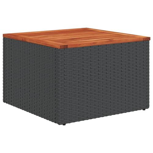 Havebord 55x55x37 cm polyrattan og akacietræ sort