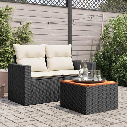 Havebord 55x55x37 cm polyrattan og akacietræ sort