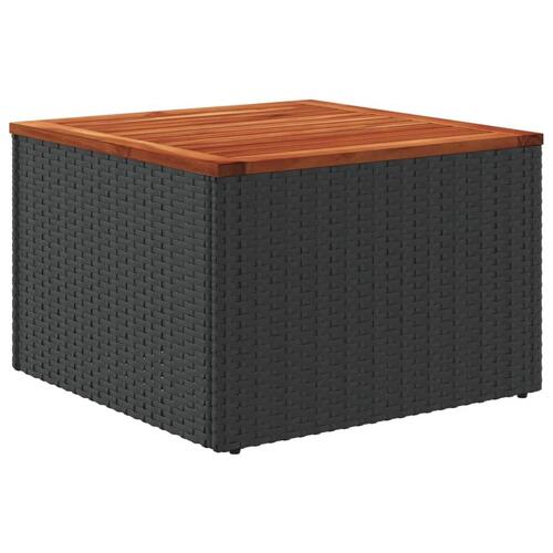 Havebord 55x55x37 cm polyrattan og akacietræ sort