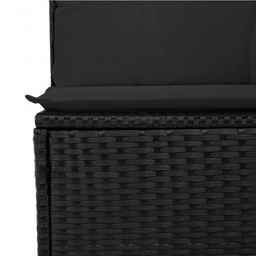 Havesofa med hynder - 2-personers, sort polyrattan