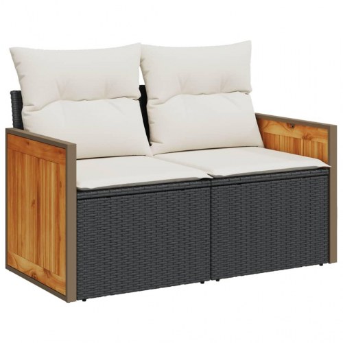 2-personers havesofa med hynder - sort/creme