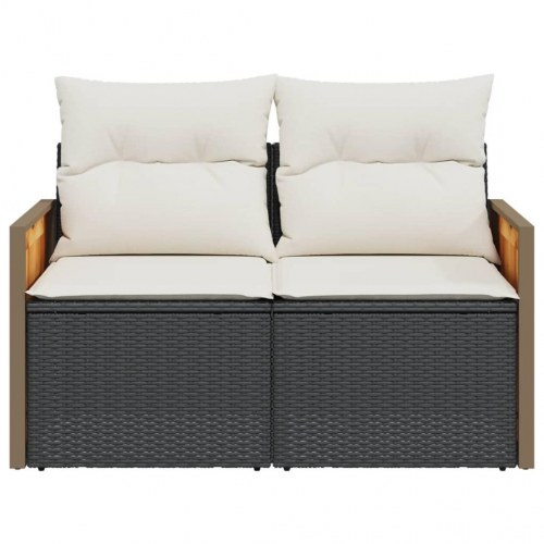 2-personers havesofa med hynder - sort/creme