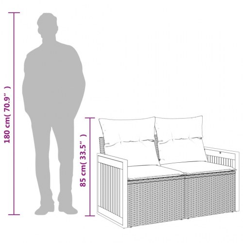 2-personers havesofa med hynder - sort/creme