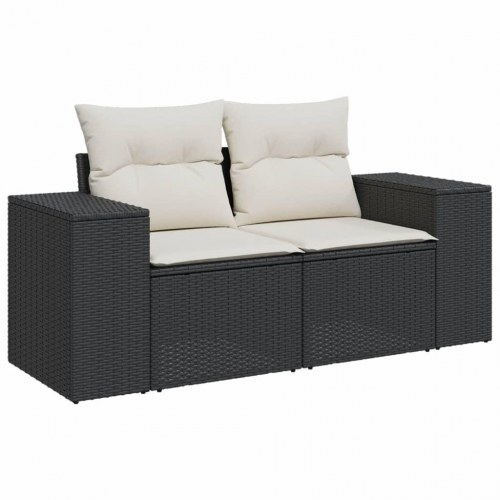 2-personers havesofa med hynder og opbevaring - sort