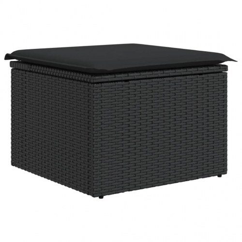 Haveskammel med hynde og opbevaring - sort 55 x 55 x 37 cm