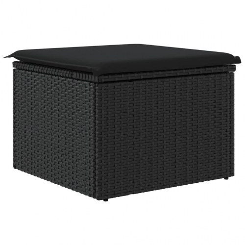 Haveskammel med hynde og opbevaring - sort 55 x 55 x 37 cm