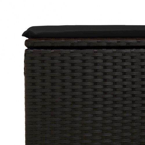 Haveskammel med hynde og opbevaring - sort 55 x 55 x 37 cm