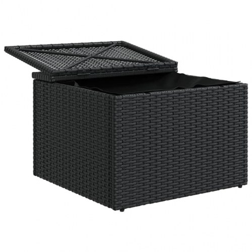 Haveskammel med hynde og opbevaring - sort 55 x 55 x 37 cm