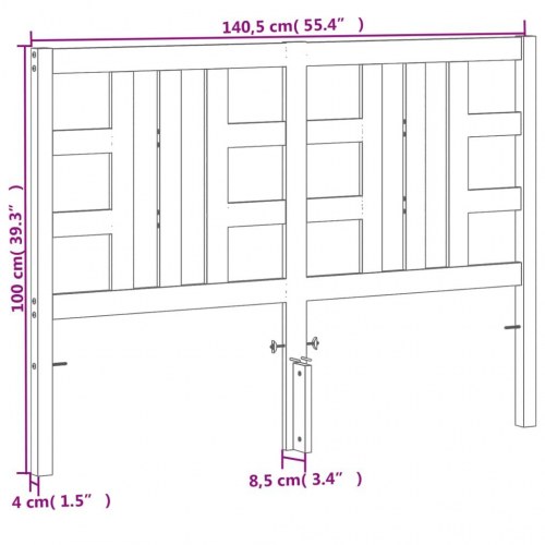 Sengegavl 135 cm i massivt fyrretræ - gyldenbrun