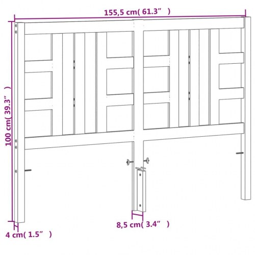 Sengegavl 150 cm i massivt fyrretræ - gyldenbrun