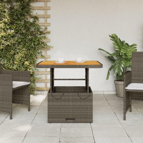 Havebord 80x80x71 cm polyrattan og massivt akacietræ grå