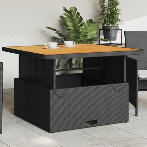 Havebord 110x110x71 cm polyrattan og akacietræ sort