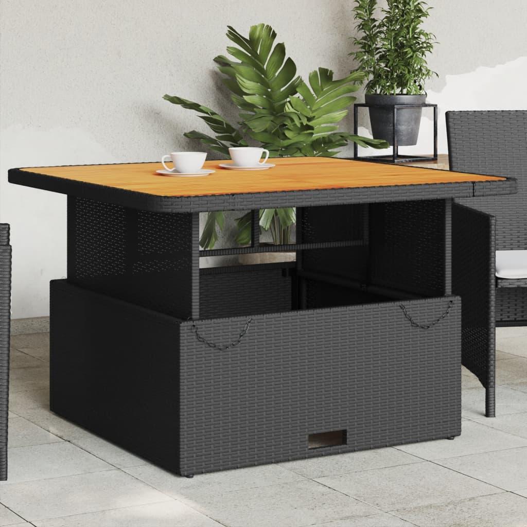 Havebord 110x110x71 Cm Polyrattan Og Akacietræ Sort