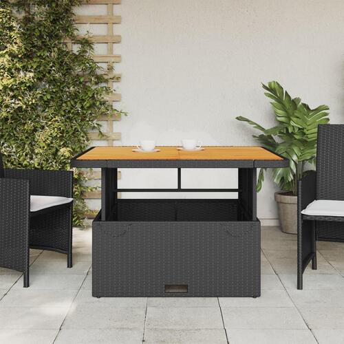 Havebord 110x110x71 cm polyrattan og akacietræ sort
