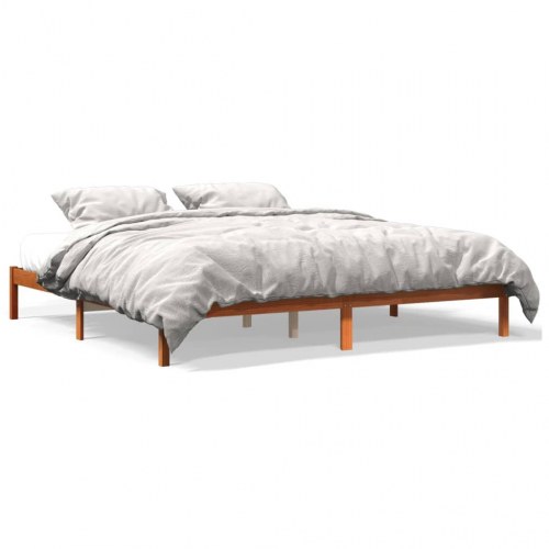 Sengeramme i massivt fyrretræ 200x200 cm - gyldenbrun