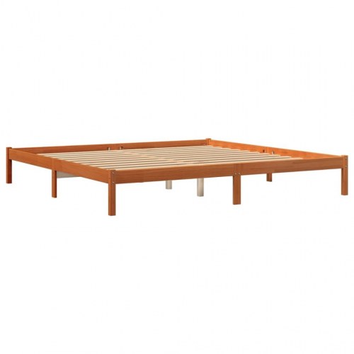 Sengeramme i massivt fyrretræ 200x200 cm - gyldenbrun