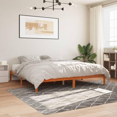 Sengeramme i massivt fyrretræ 200x200 cm - gyldenbrun