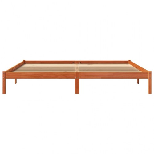 Sengeramme i massivt fyrretræ 200x200 cm - gyldenbrun