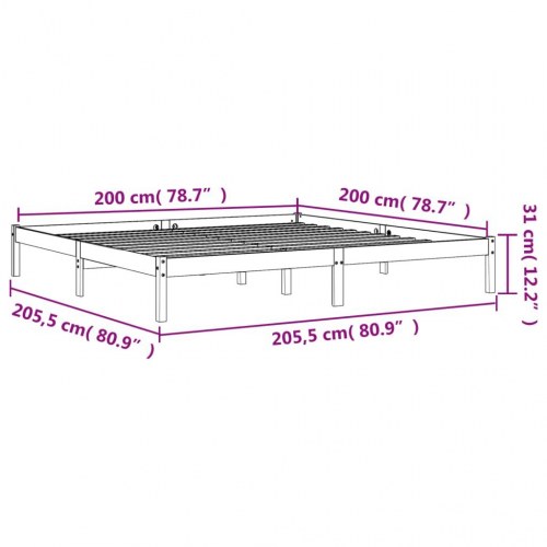 Sengeramme i massivt fyrretræ 200x200 cm - gyldenbrun