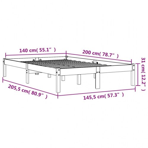 Sengeramme i massivt fyr 140x200 cm - gyldenbrun
