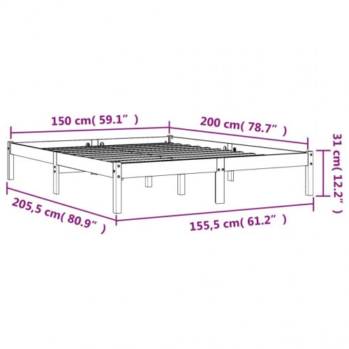 Sengeramme i massivt fyrretræ 150x200 cm - gyldenbrun