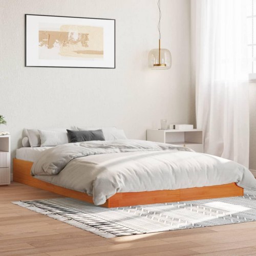 Sengeramme uden madras 150x200 cm massivt fyrretræ gyldenbrun