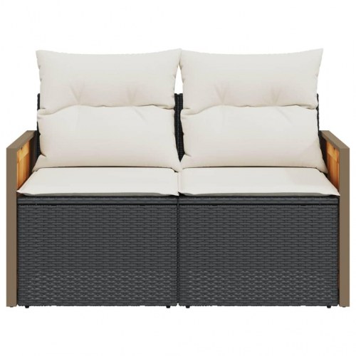 2-personers havesofa med hynder og opbevaring - sort/creme