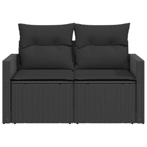 2-personers havesofa i polyrattan med hynder - sort