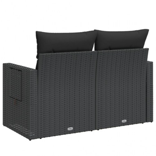 2-personers havesofa i polyrattan med hynder - sort