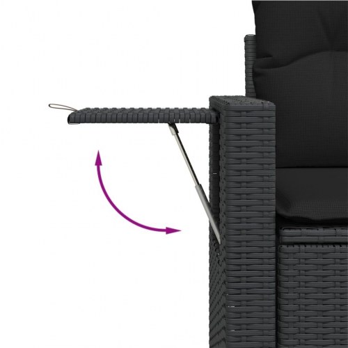2-personers havesofa i polyrattan med hynder - sort