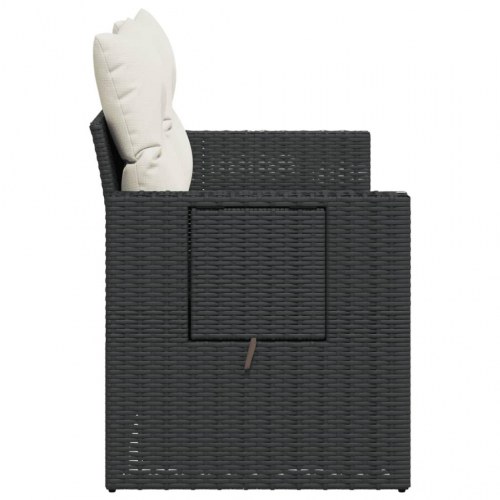 2-personers havesofa i polyrattan med hynder og opbevaring - sort