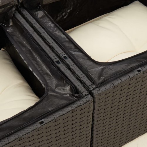 2-personers havesofa i polyrattan med hynder og opbevaring - sort