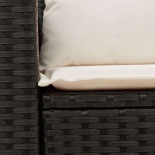 2-personers havesofa i polyrattan med hynder og opbevaring - sort