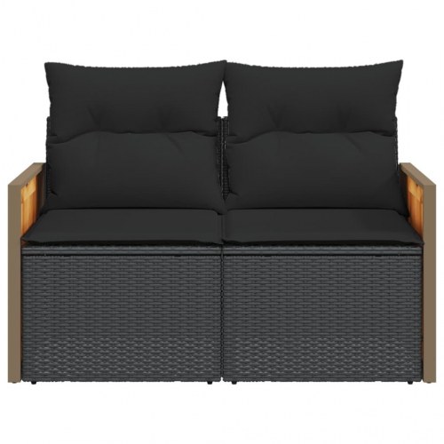 2-personers havesofa med hynder i polyrattan - sort