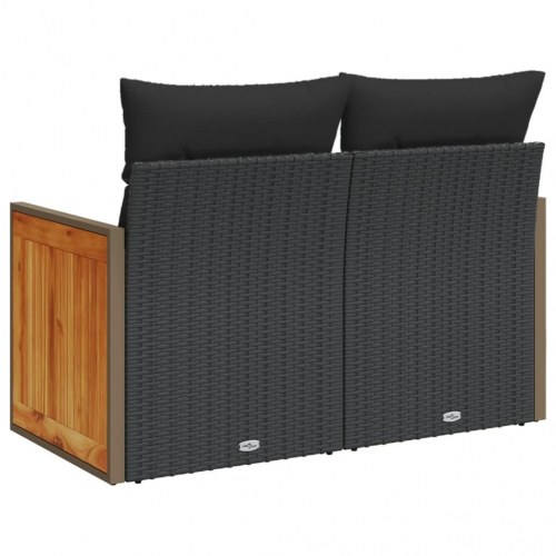 2-personers havesofa med hynder i polyrattan - sort